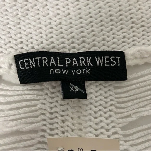 Central Park West Womens White Open Front Cardigan Sweater Distressed size XS